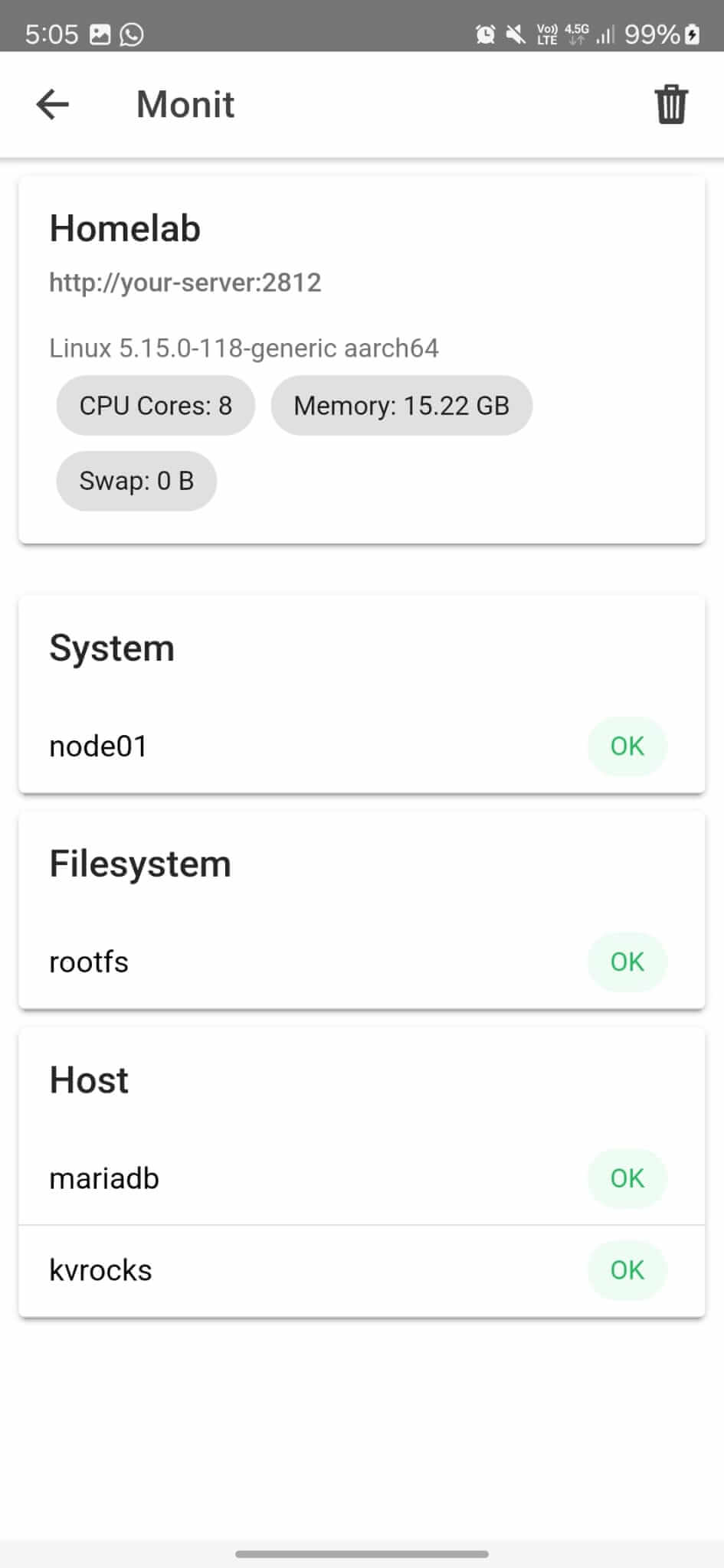 Mobile Viewer for Monit - Dashboard